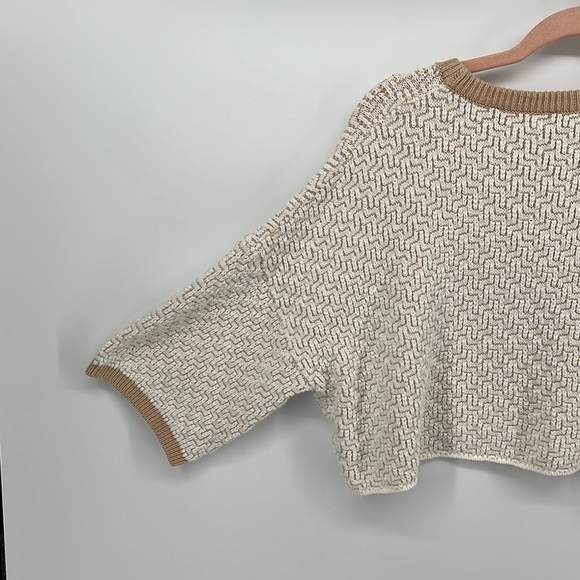 UrbanOutfitters Y2K ScandiCreamTextured Oversized Crew NeckCrop BohoSweater SzS - Picture 8 of 8